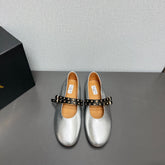 ALAIA MARY JANE SHOES IN SILVER LAMBSKIN SILVER HARDWARE